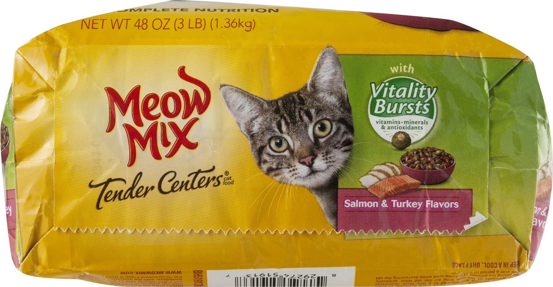 Meow Mix emballage ouvert montrant les unités individuelles prêtes à l'emploi