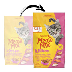 Meow Mix gros plan des granulés illustrant texture et taille adaptées