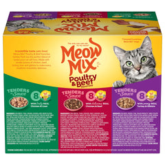 Meow Mix ingrédients poulet et foie illustrant protéines réelles