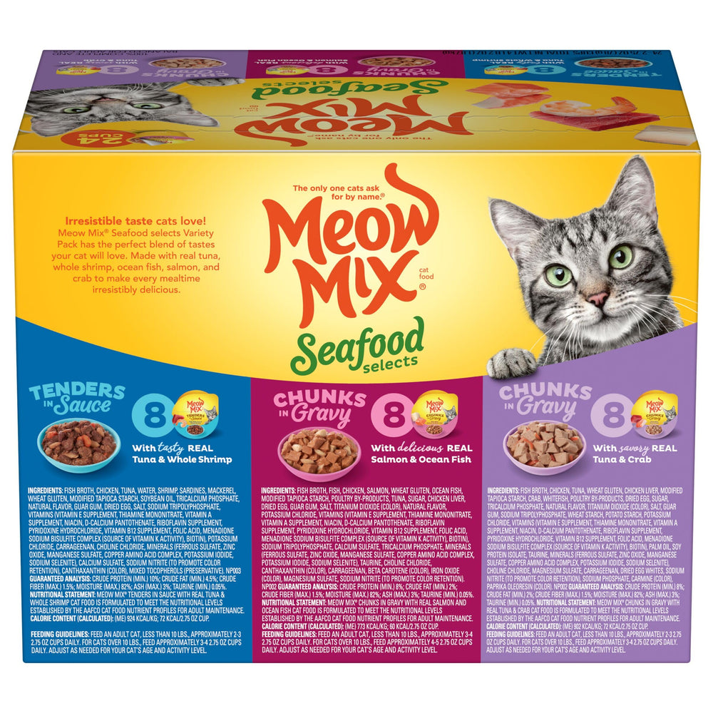 Meow Mix étiquette ingrédients gros plan facilitant vérification nutritive