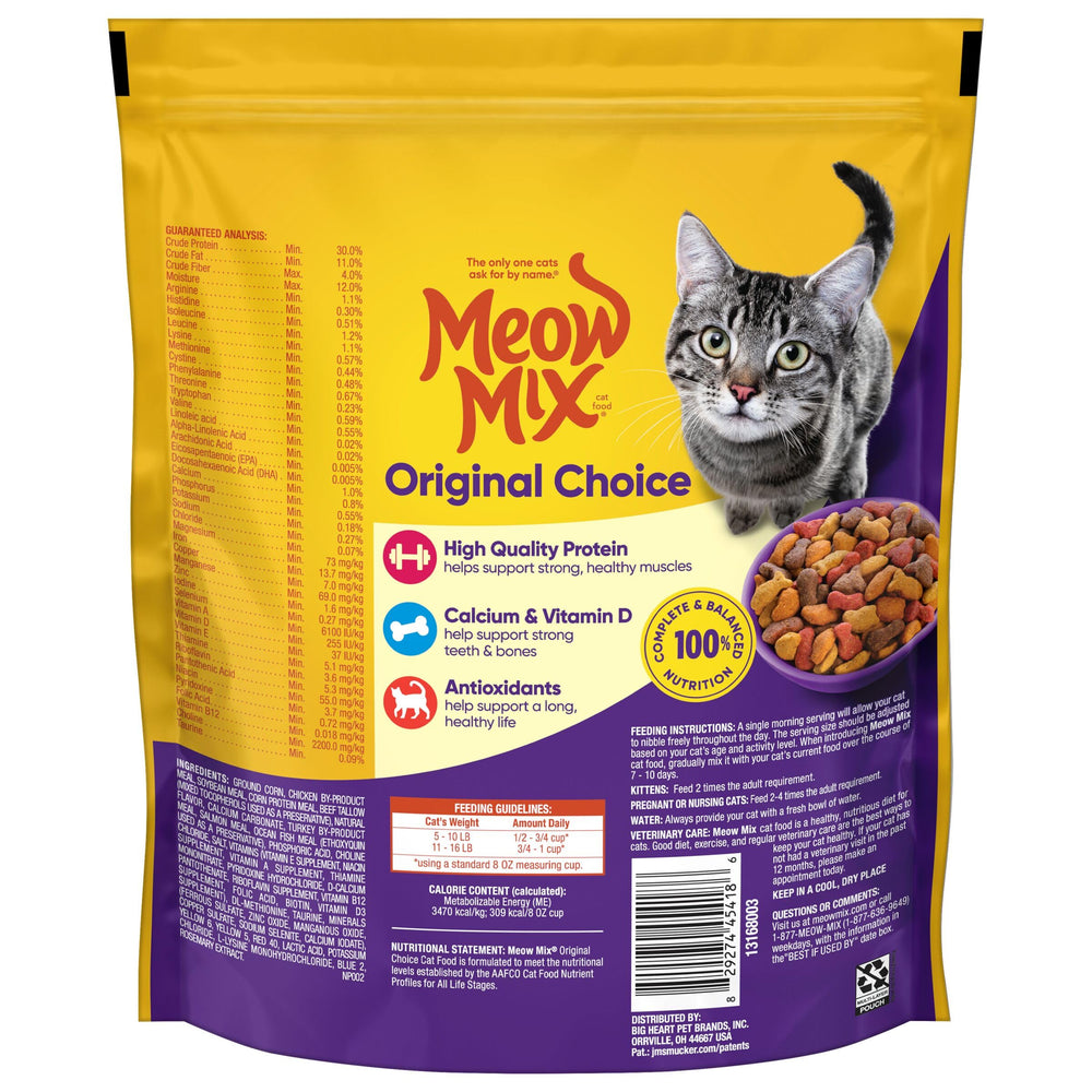 Meow Mix pack de six sacs disposés pour rangement pratique