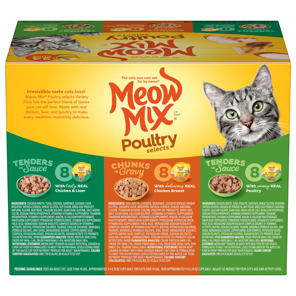 Meow Mix comparaison de portion dans une main pour contrôle des rations