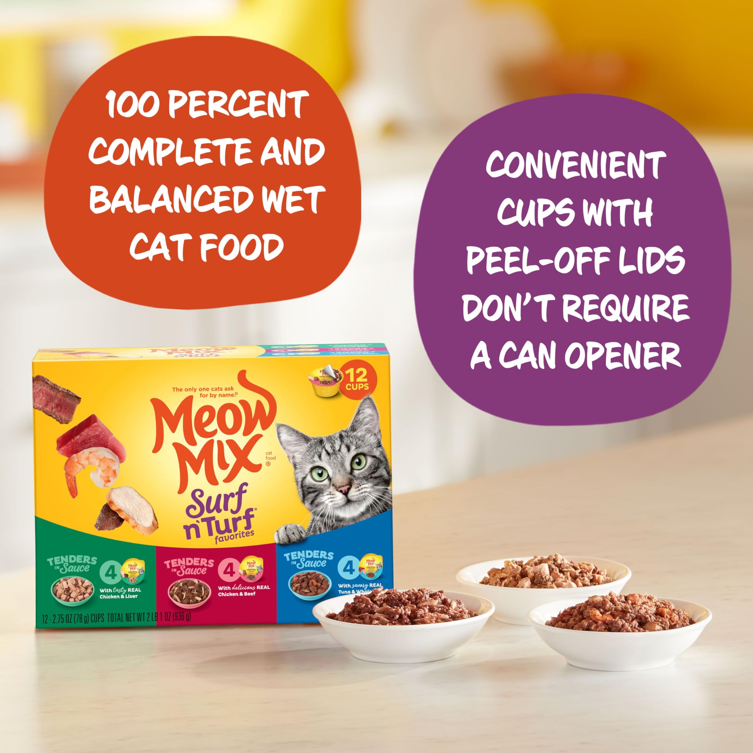 Meow Mix portion poulet et foie, mélange protéiné et savoureux