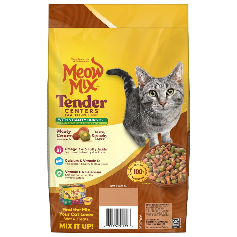 Meow Mix pack posé en cuisine soulignant rangement pratique