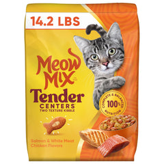 Meow Mix sac 14,2 lb montrant emballage complet et gain économique