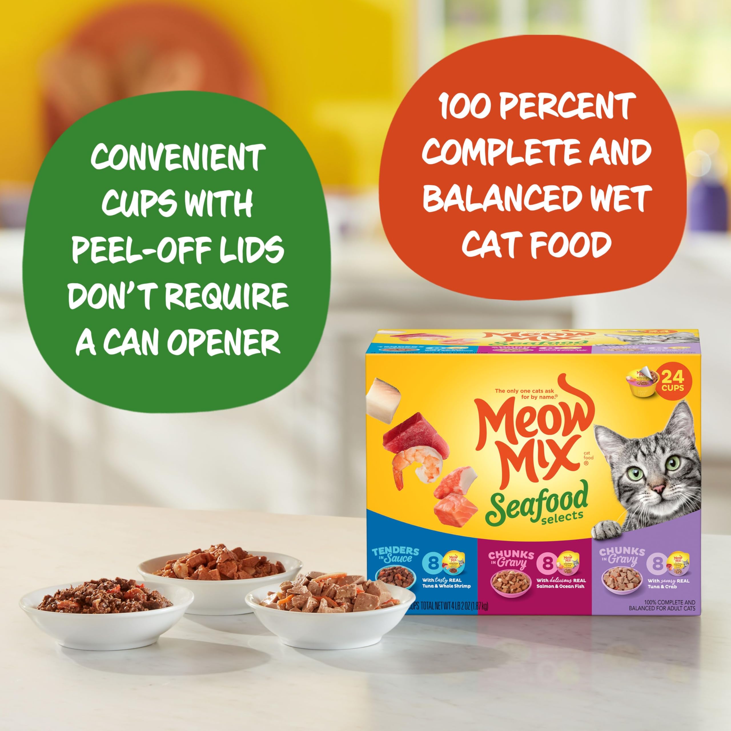 Meow Mix tenders en sauce gros plan sur texture tendre appétissante