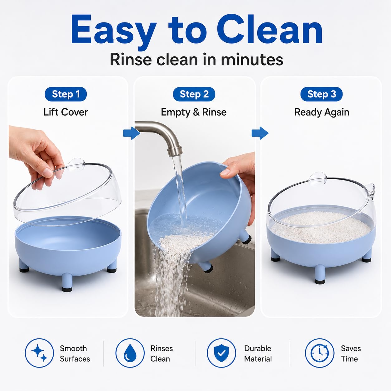 Meow&Woof comparaison taille main illustrant encombrement compact pratique