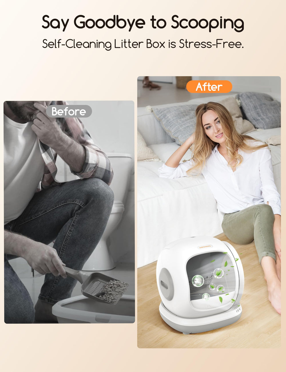 Chat entrant dans le bac Meowant, design ouvert réduisant le stress