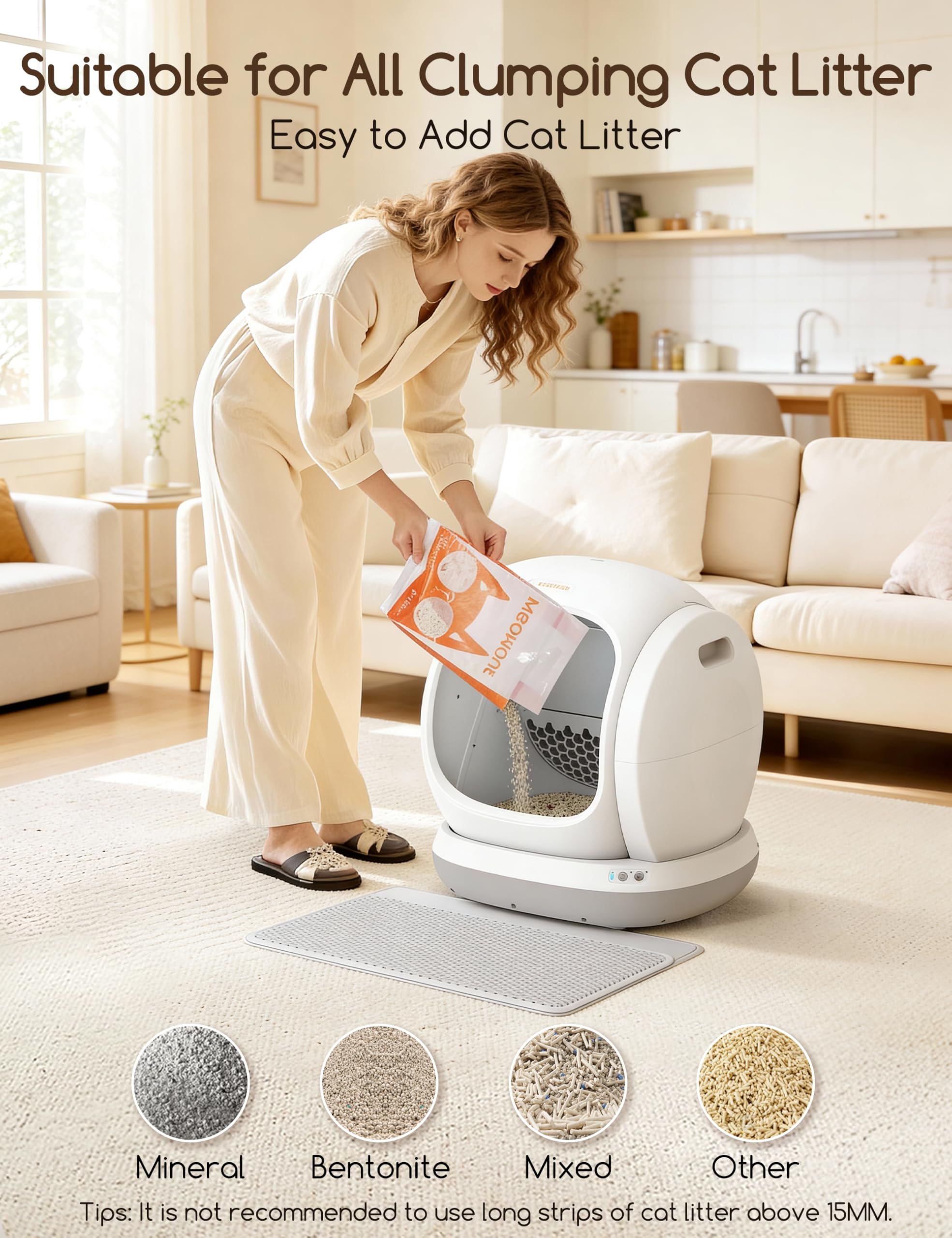 Meowant à l'échelle près d'un chat, démontre l'espace intérieur généreux