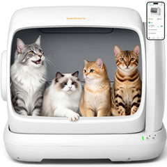 Meowant vue avant du grand bac 106L, espace pour plusieurs chats