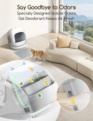 Meowant gel placé dans le compartiment de la litière pour neutraliser odeurs