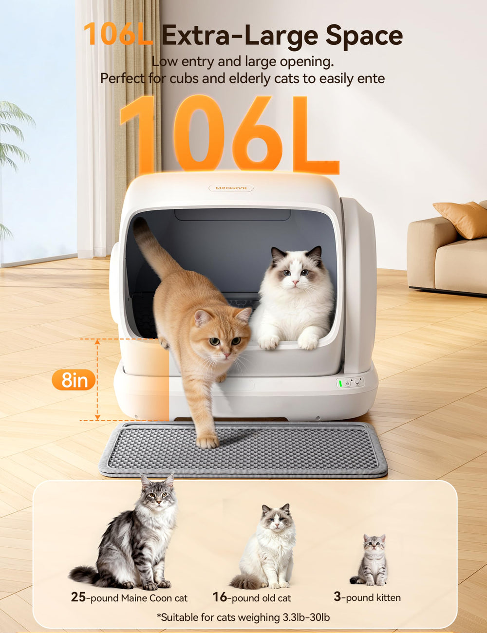 Meowant gros plan tapis silicone sans couture, réduit les fuites