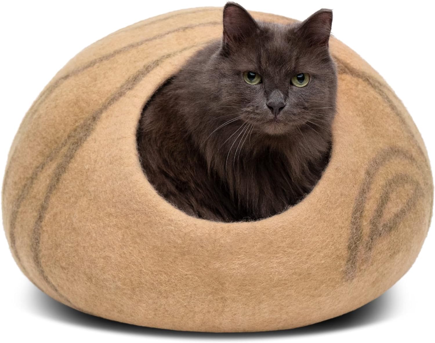 MEOWFIA vue avant de la cat cave beige, refuge esthétique et discret