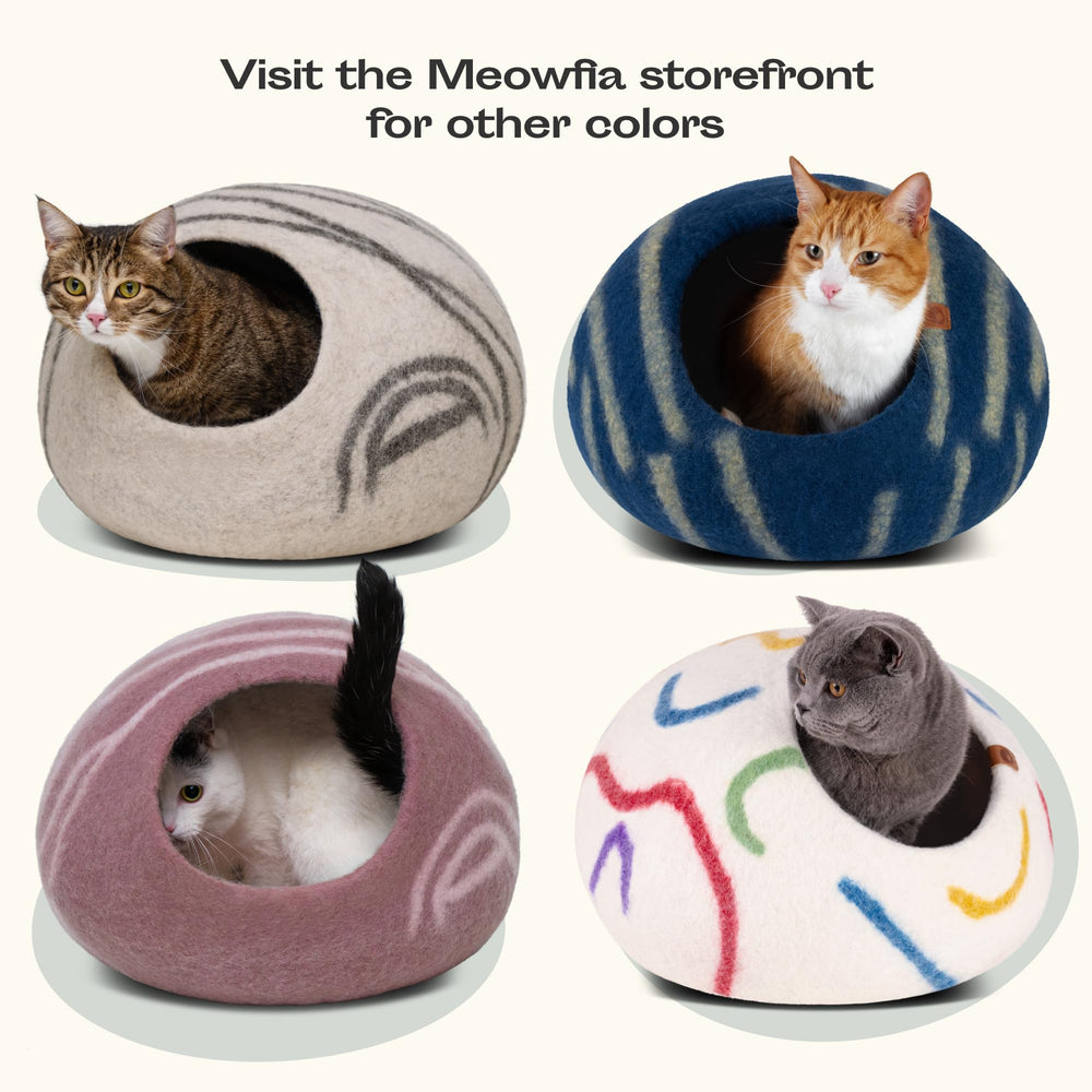 MEOWFIA Cat Cave utilisé comme lit sur le dessus montrant double usage