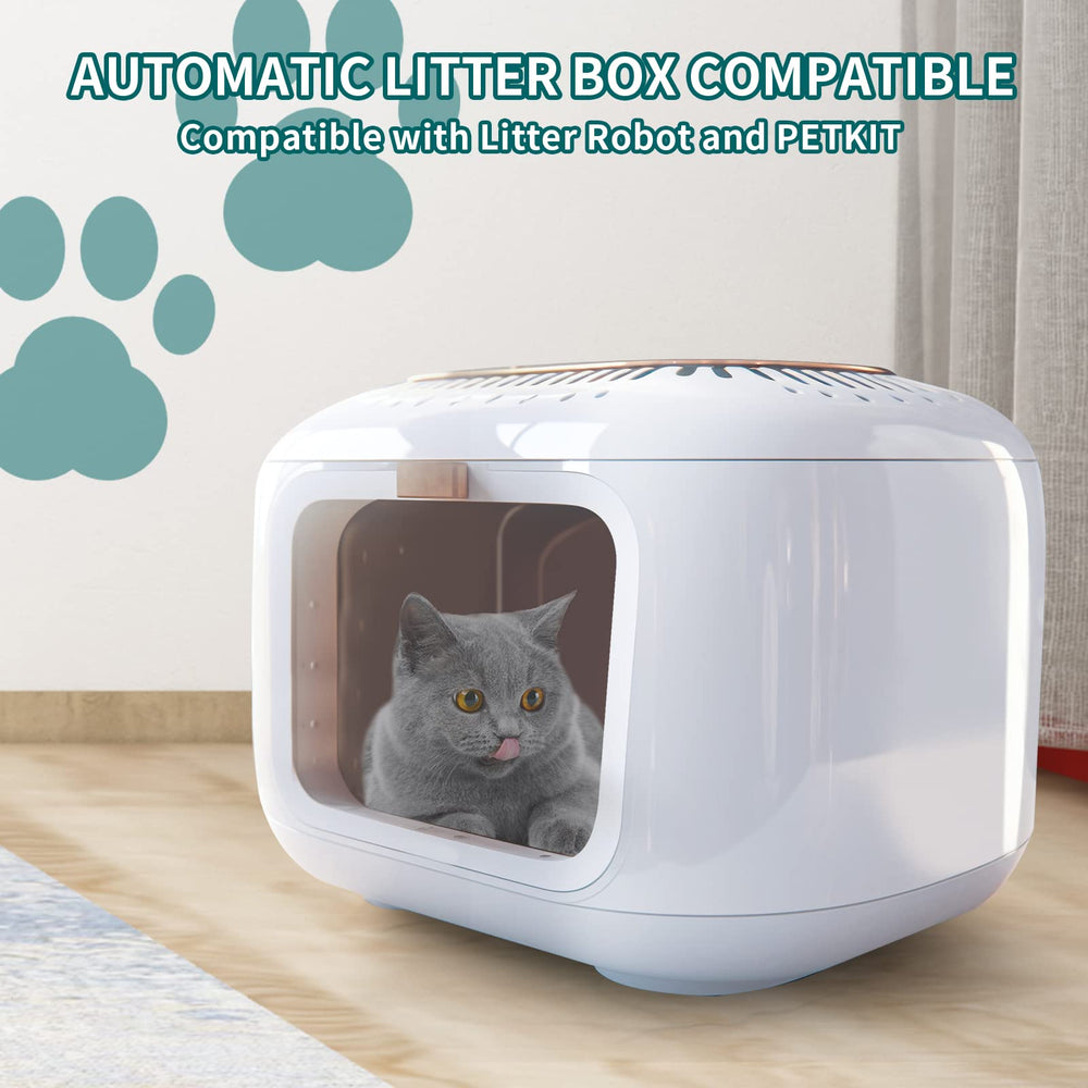 Meowgic Paws litière placée dans salon montrant contrôle des odeurs à la maison
