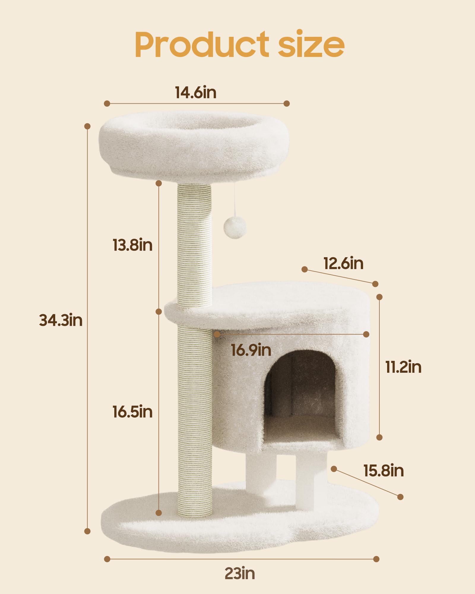 Arbre MeowHomm à côté d’un chat pour comparaison d’échelle pratique