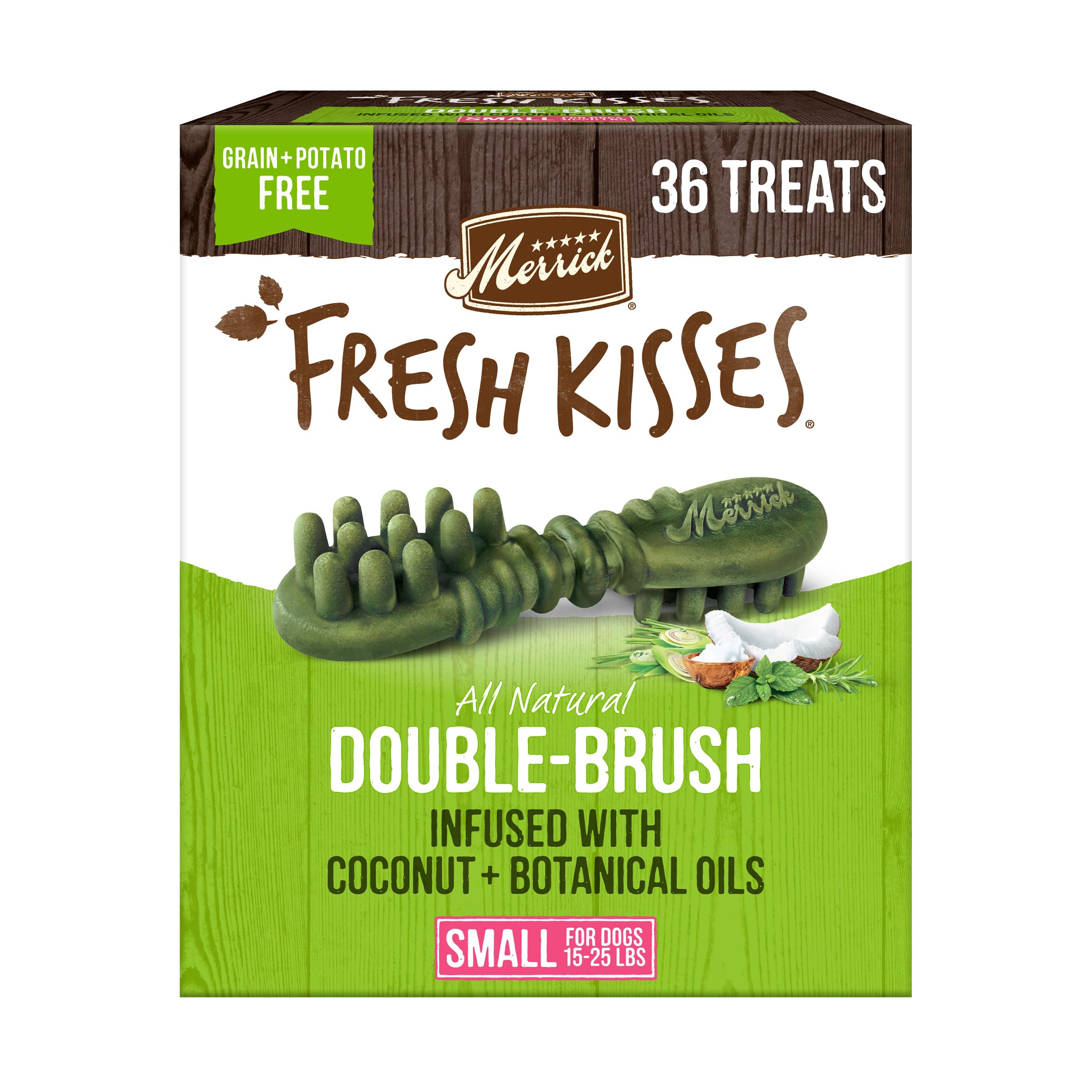 Merrick emballage avant Fresh Kisses montrant produit et bénéfice haleine