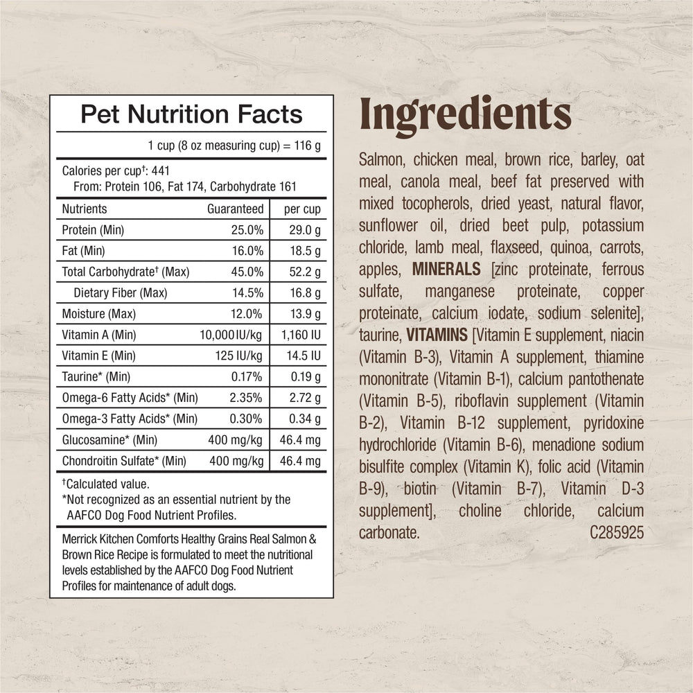 Merrick étiquette nutrition lisible, information santé claire