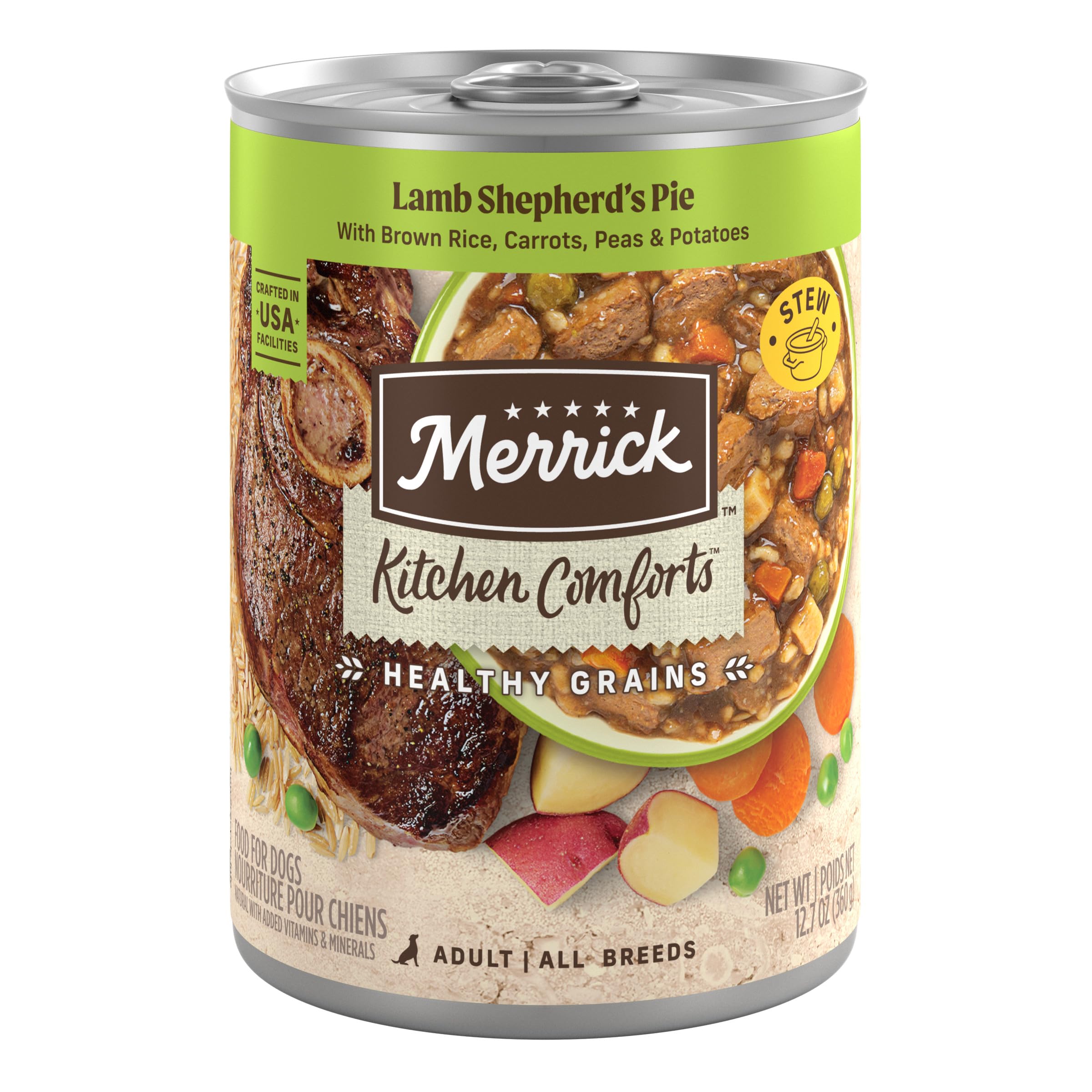Merrick boîte avant montrant recette et attractivité pour le chien