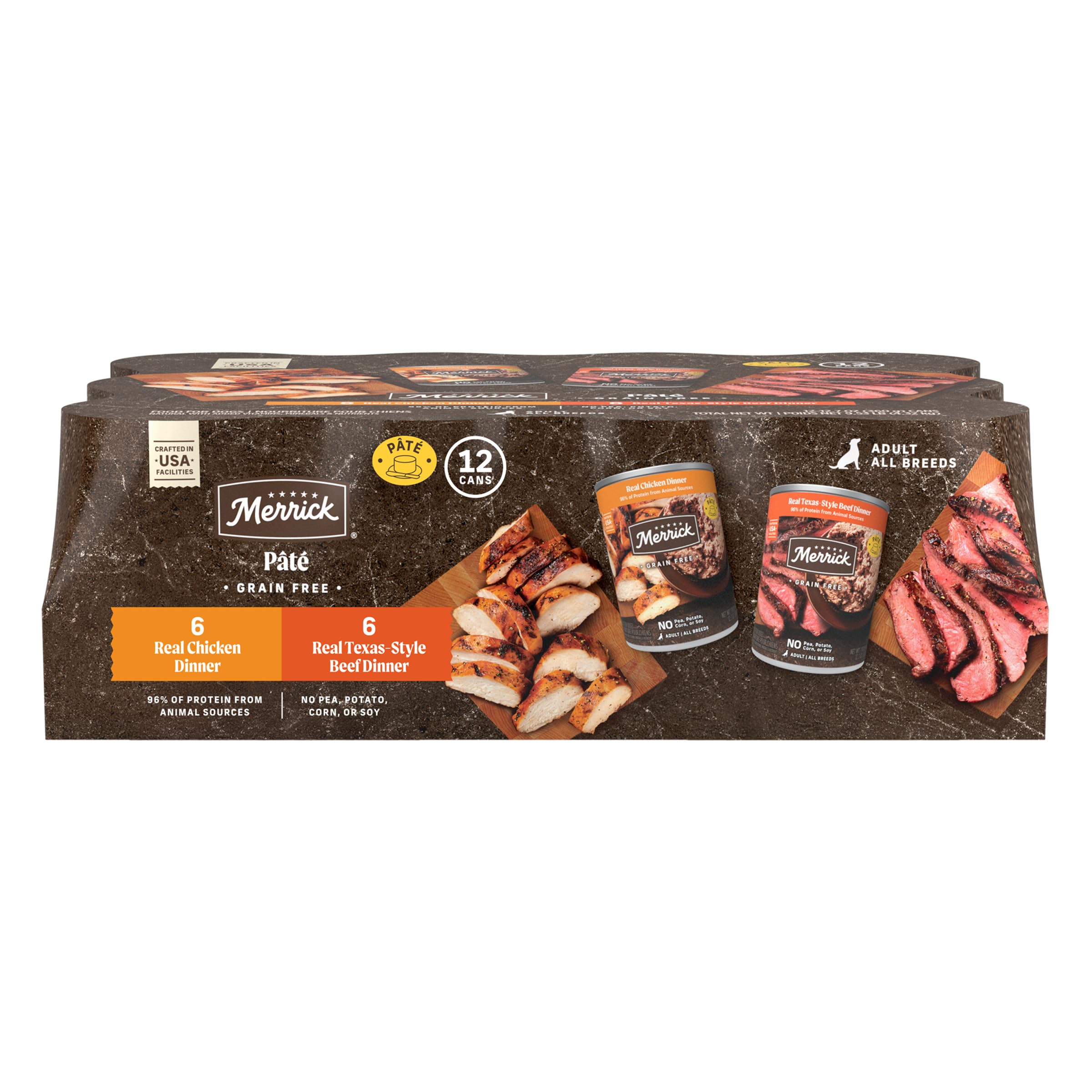 Merrick pack variété face montrant les boîtes, bénéfice visibilité produit