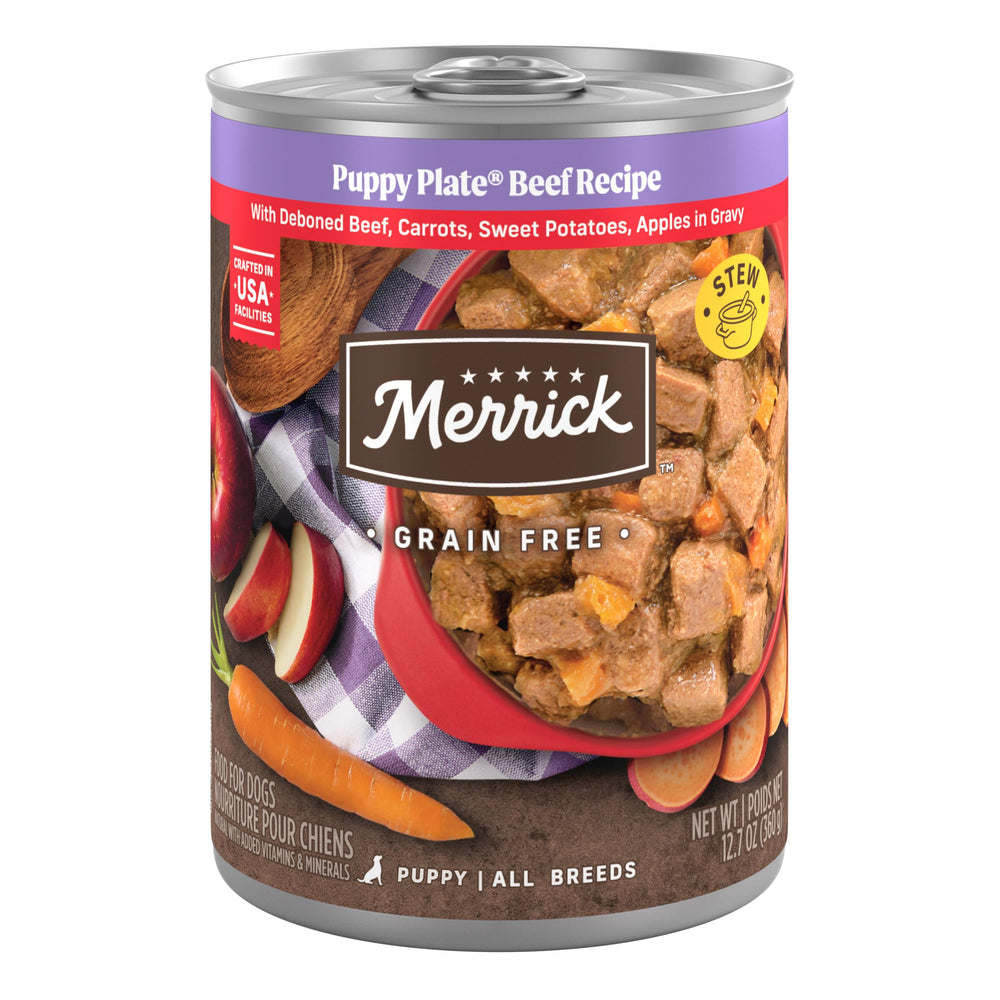 Merrick boîte face montrant l’étiquette claire et l’appétence
