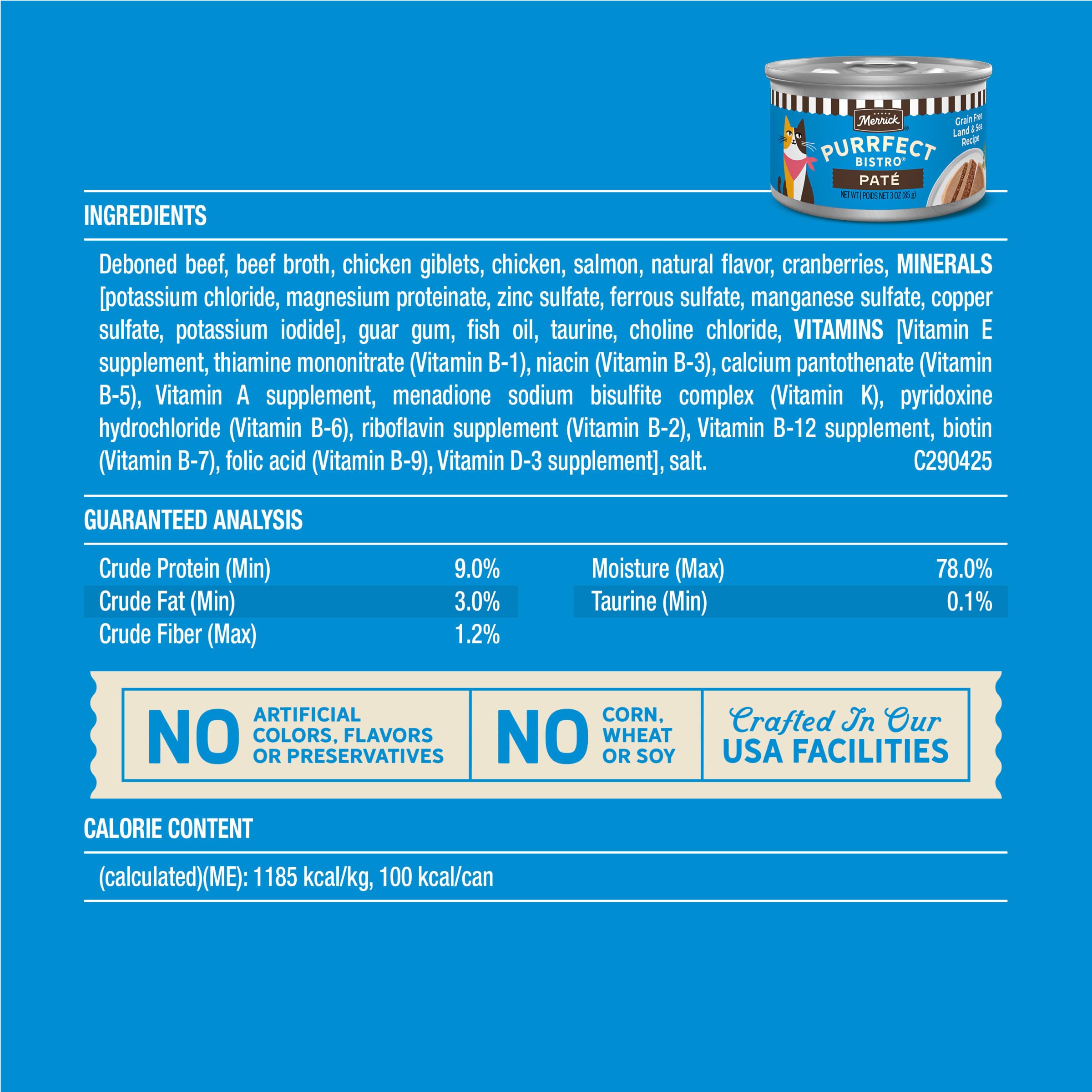Merrick comparaison montrant la taille 3 oz pour portion individuelle