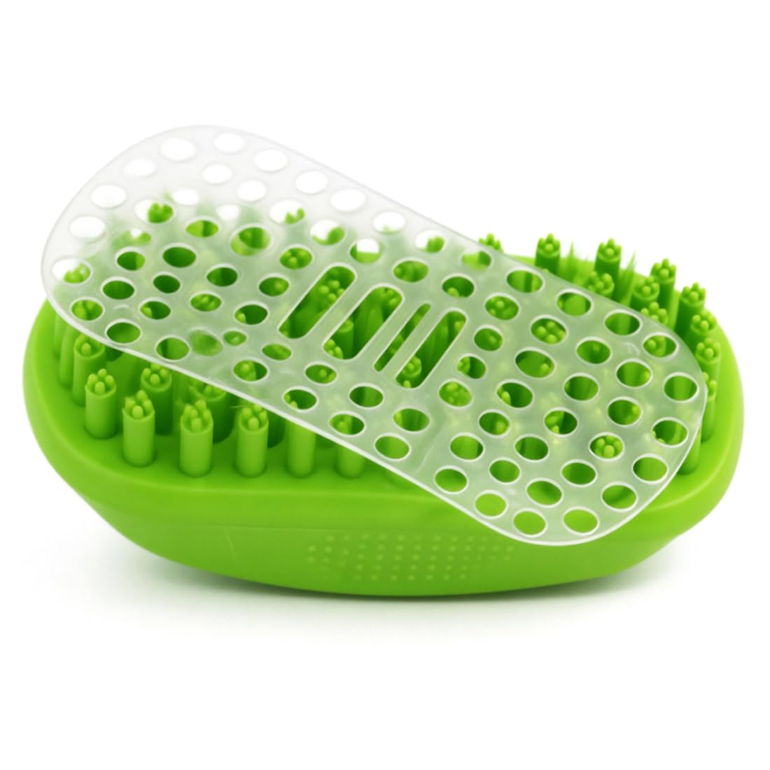 Metopets brosse curry dans un cadre lifestyle chien relaxé après le massage
