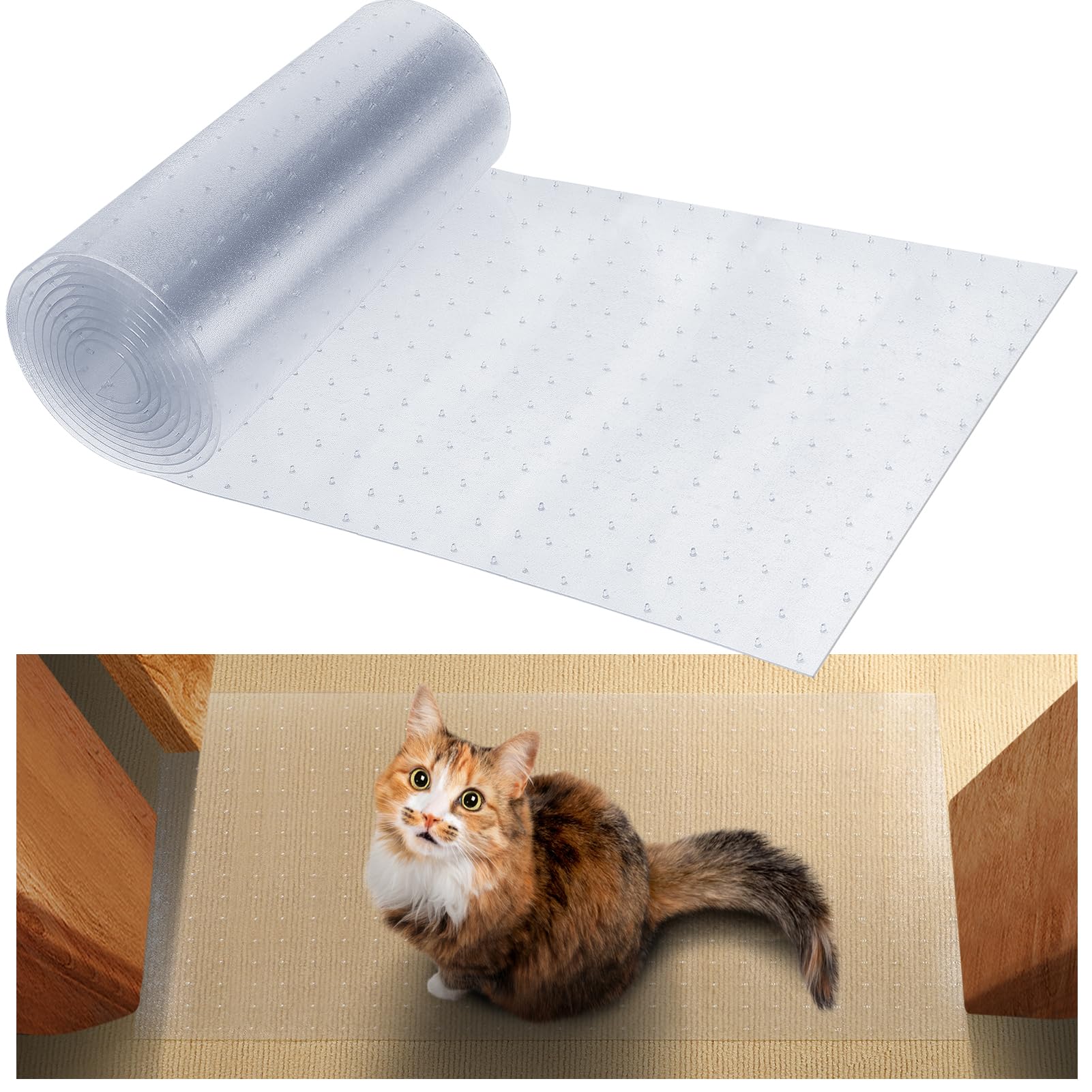 MEWTOGO vue avant du rouleau protégeant tapis, maintien et invisibilité