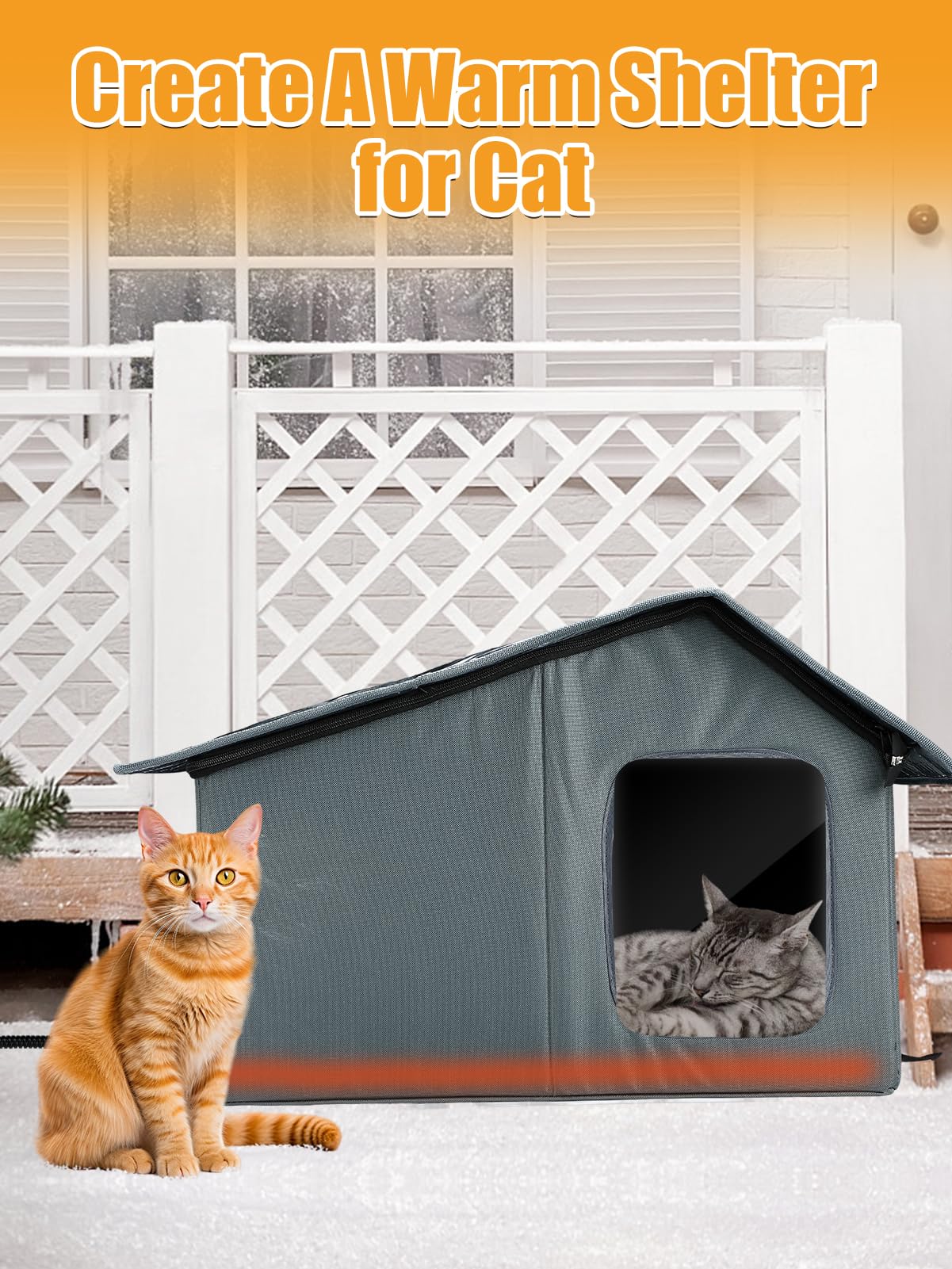 MEWTOGO chat dans la niche illustrant chaleur et refuge extérieur