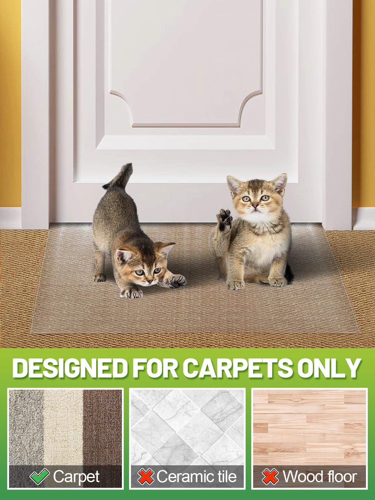 MEWTOGO pose au seuil de porte, protège tapis contre griffures
