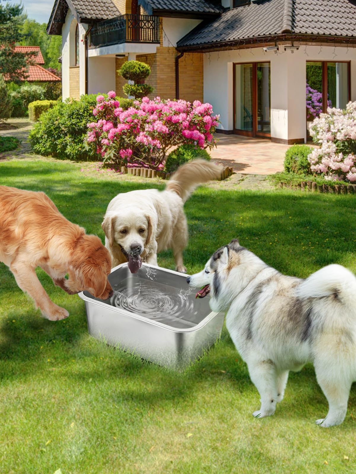 MEWTOGO deux chiens boivent ensemble réduisant remplissages