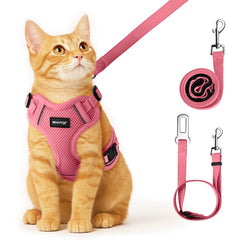 MHHYQF harnais chat face avant rose montrant coupe enveloppante et confort