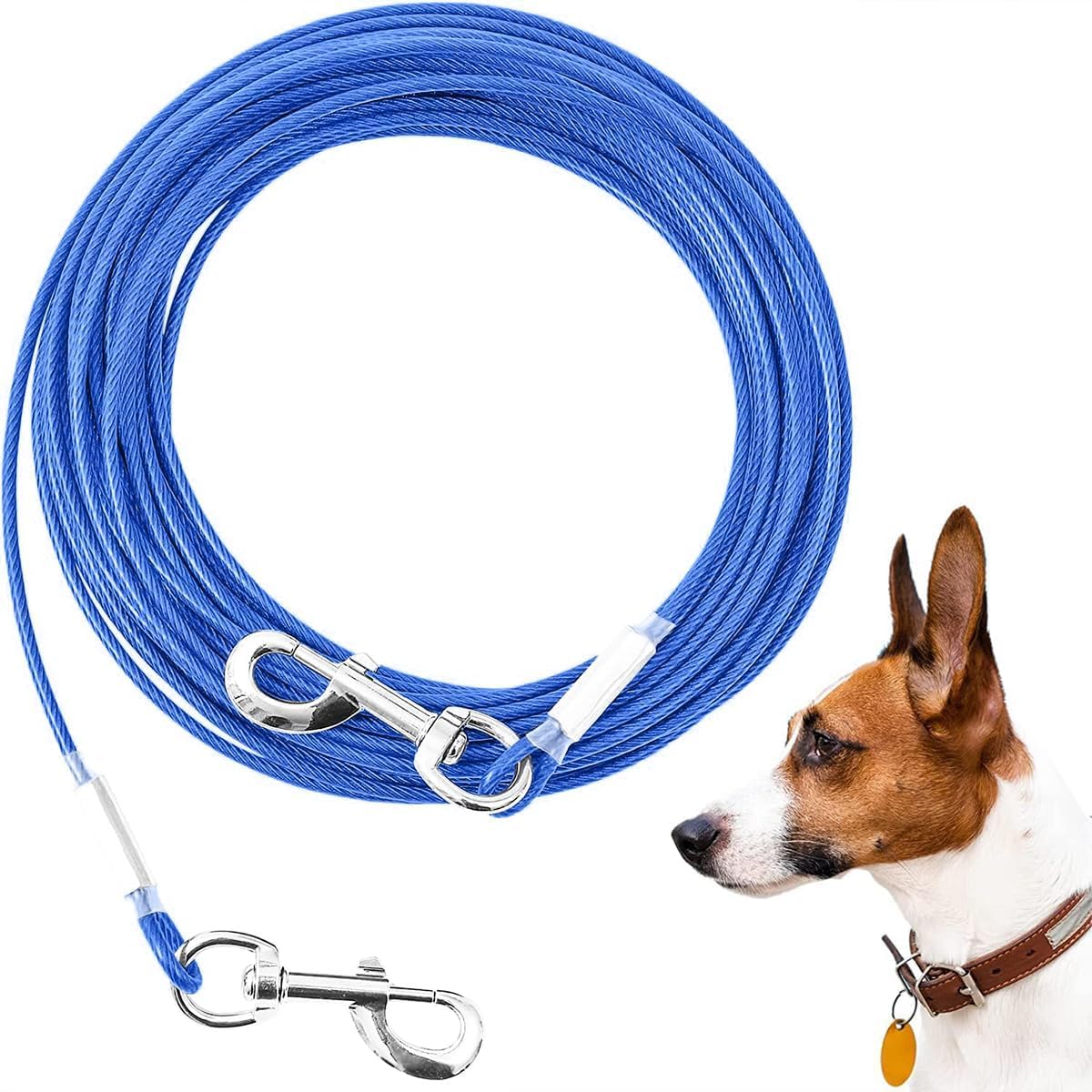 Mi Metty avant du câble d'attache bleu montrant emballage et longueur disponible offrant durabilité
