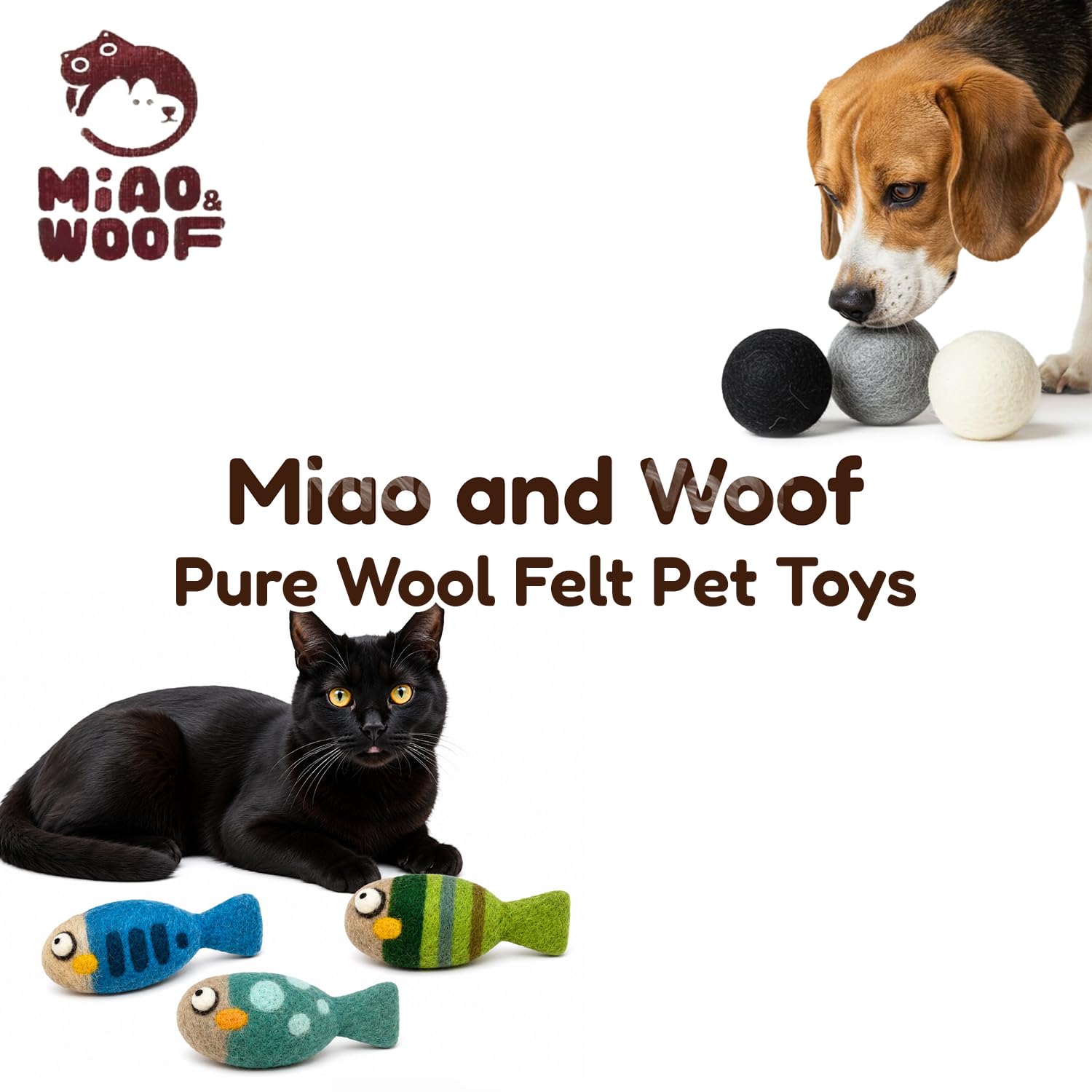 Miao and Woof balles avec emballage recyclable, choix écologique et durable