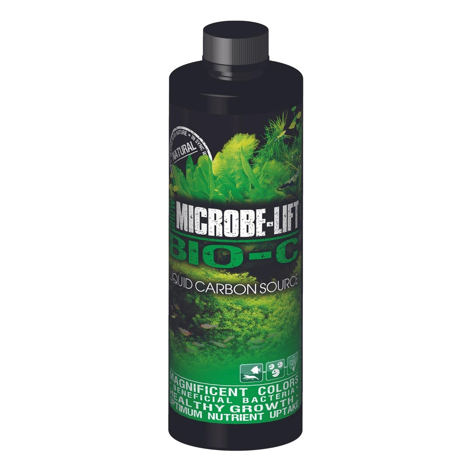 MICROBE-LIFT flacon face montrant l'étiquette et usage facilité pour plantes d'aquarium