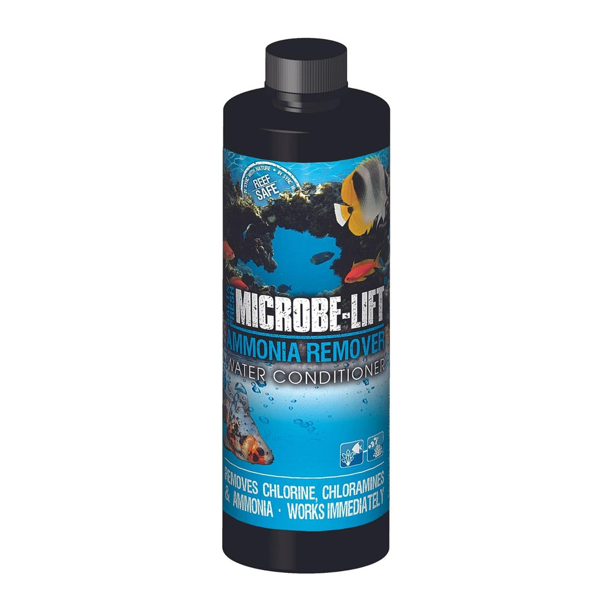 Microbe-Lift bouteille face montrant étiquette et bénéfice neutralise l'ammoniac