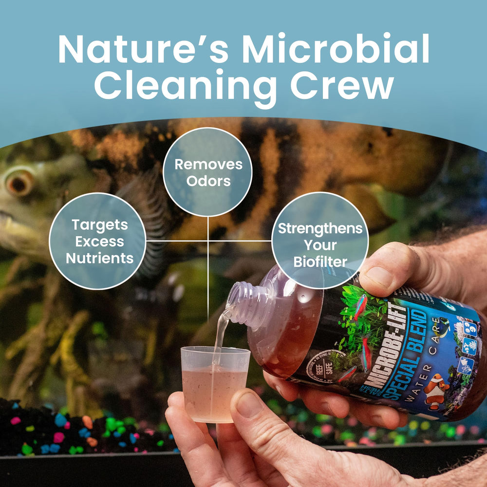 MICROBE-LIFT en usage dans aquarium montrant application simple