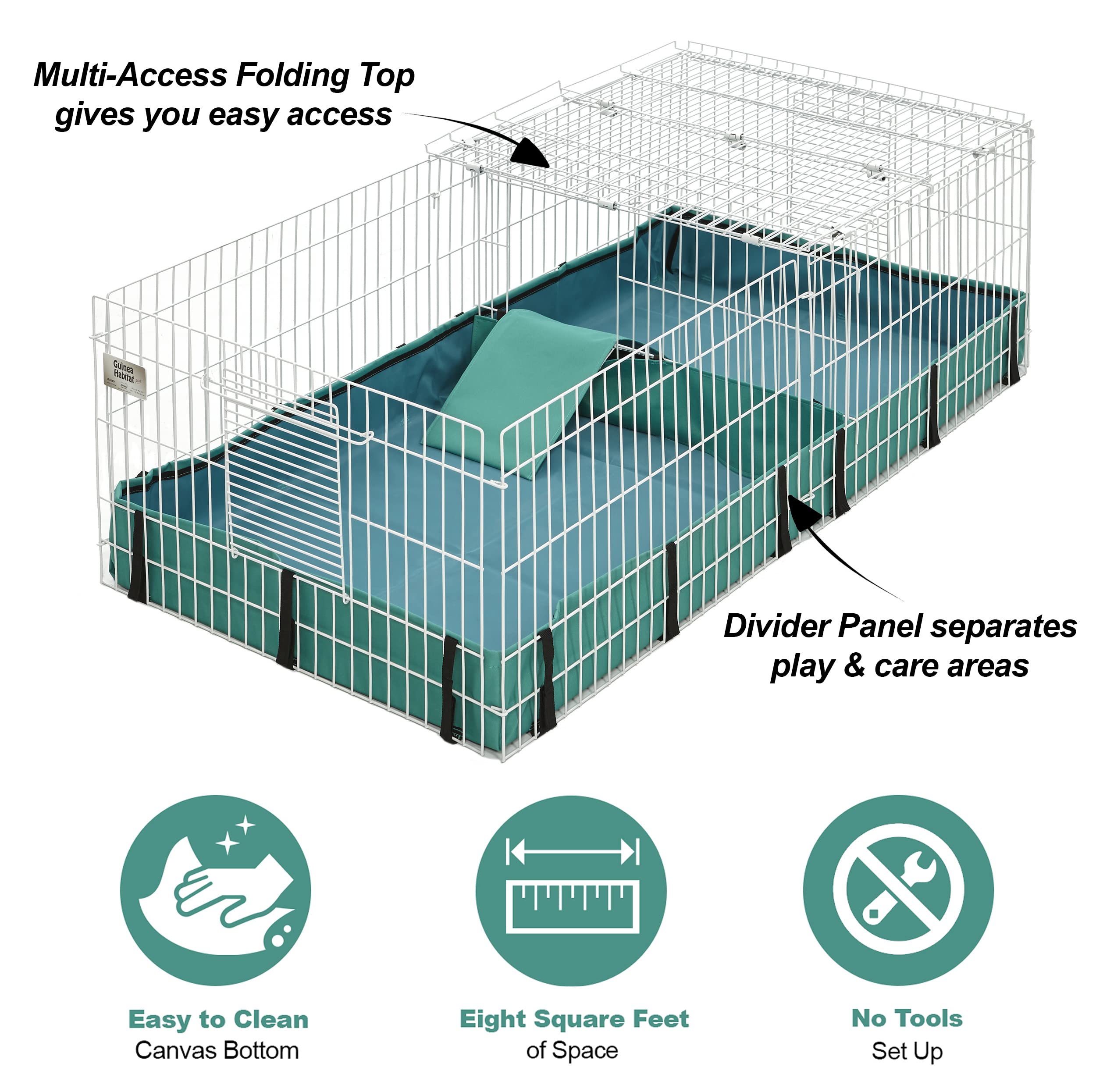 MidWest Homes for Pets toit à charnière montrant sécurité et ventilation