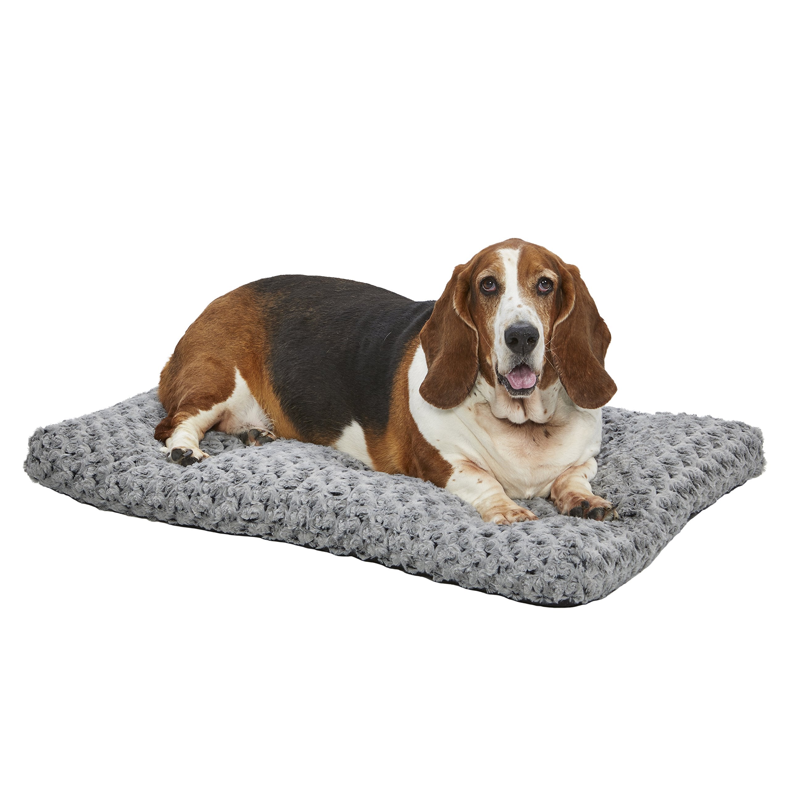 MidWest QuietTime Deluxe face avant du lit ombré gris, confort moelleux pour animal