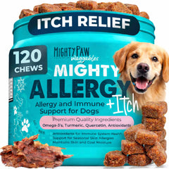 Mighty Paw pot de 120 chews front, visualisation du format pratique