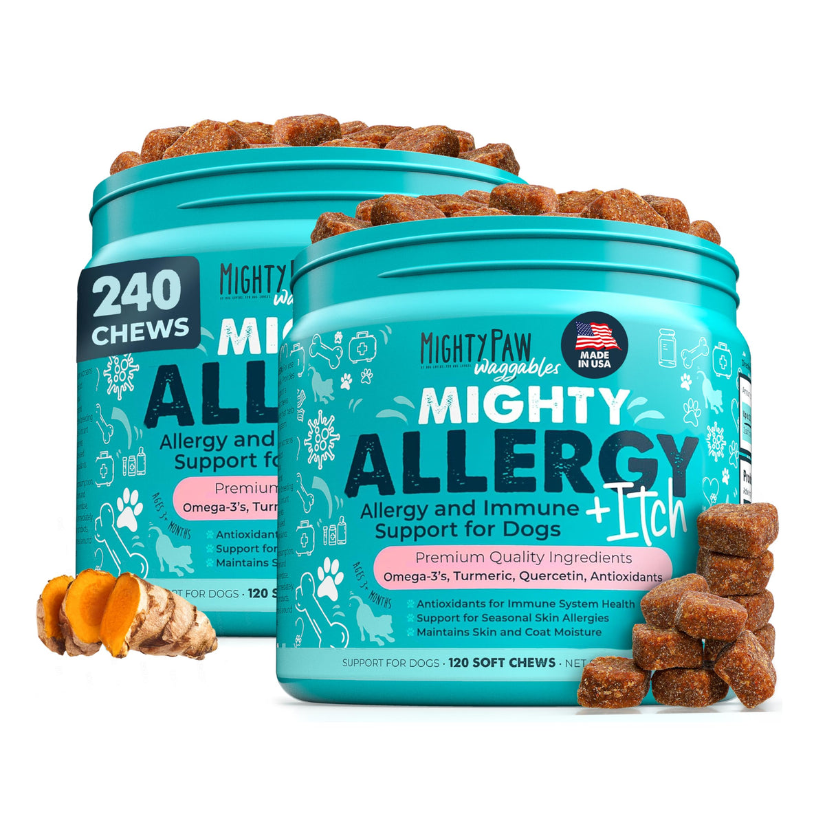 Mighty Paw packaging face montrant le pack deux boîtes et bénéfice pratique
