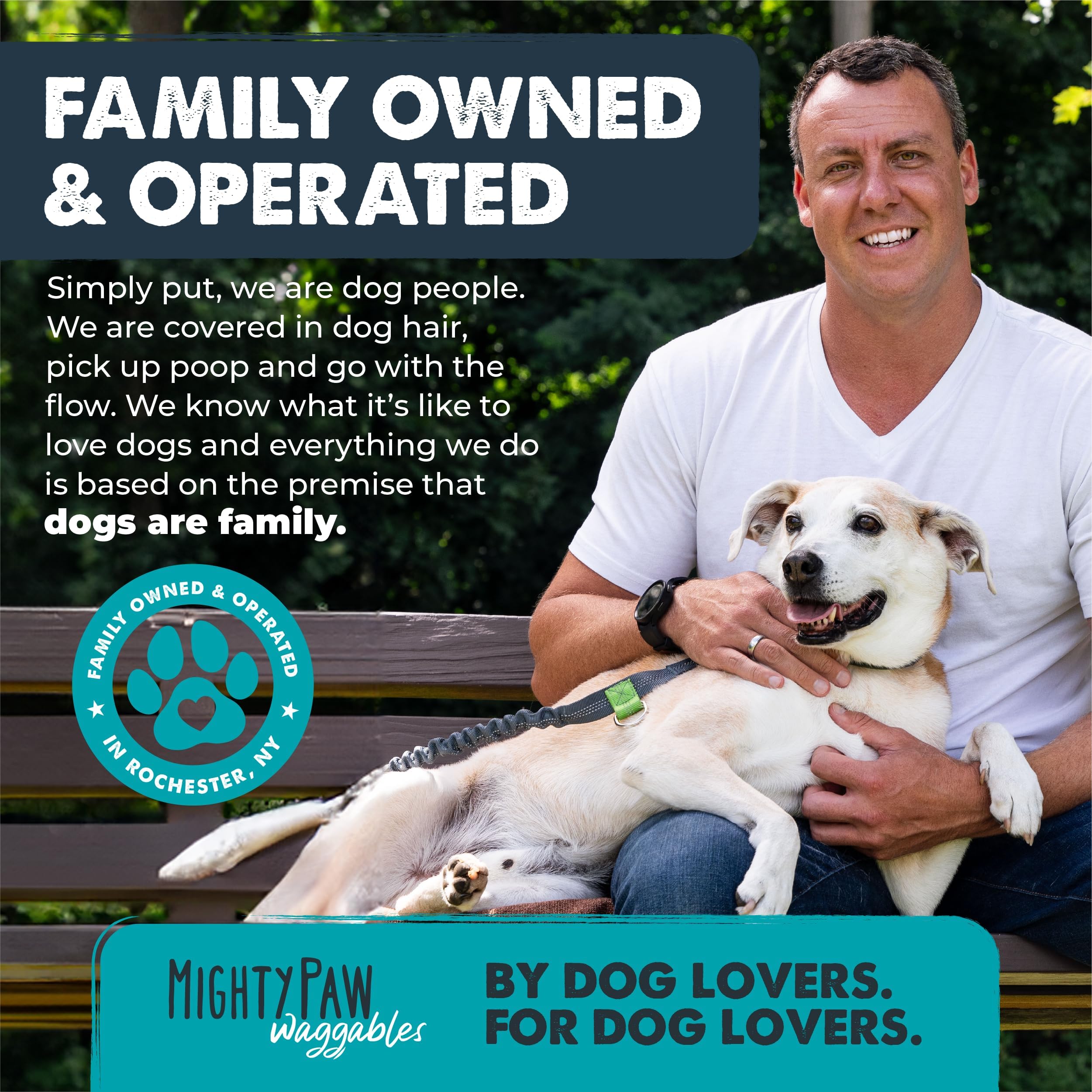 Mighty Paw scène lifestyle propriétaire et chien profitant d’une sortie apaisée