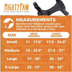 Mighty Paw harnais vue dorsale avec fixation arrière pour ceinture et anneau solide