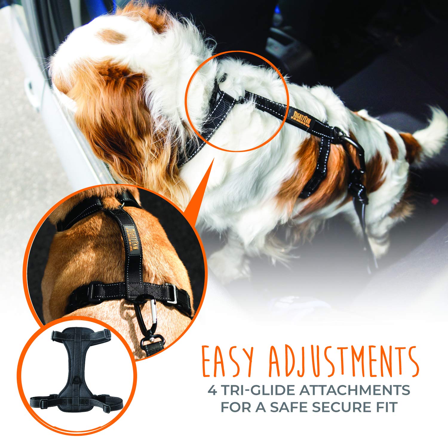 Mighty Paw harnais détail du rembourrage doux pour confort et ventilation