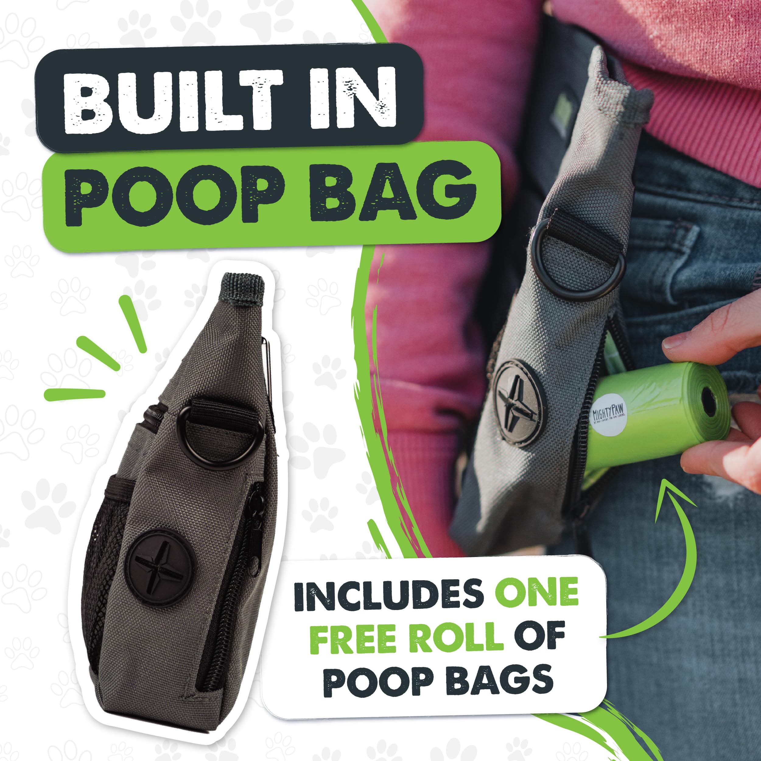 Mighty Paw porte-sacs intégré pour nettoyage facile lors des promenades