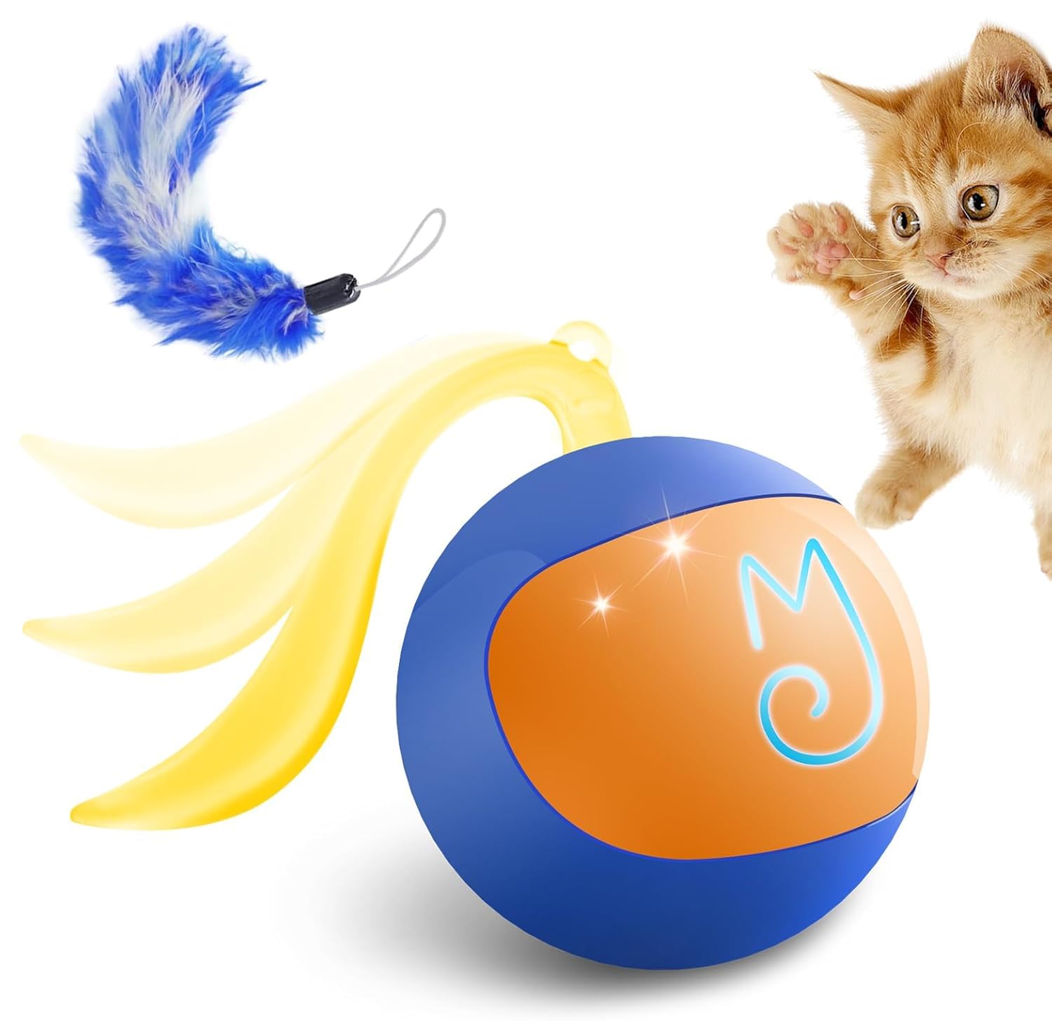 Migipaws balle face avant bleue montrant design et robustesse pour jeu prolongé