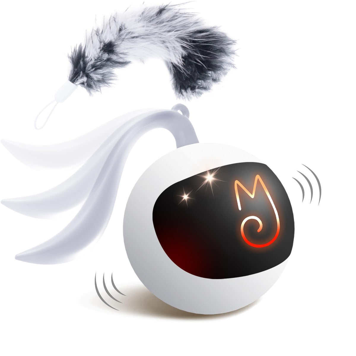 Migipaws balle frontale emballage blanc montrant la forme et design, ludique pour chat