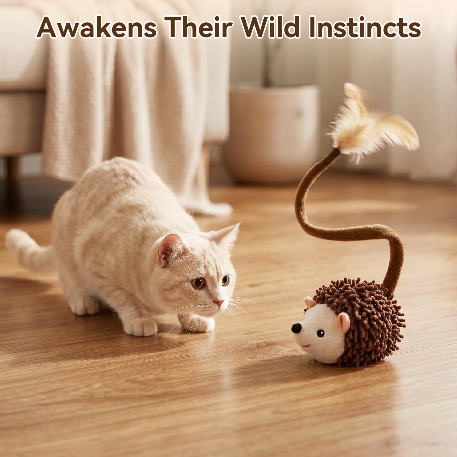 Migipaws hérisson queue en peluche détail attirant l'attention et stimulant les instincts