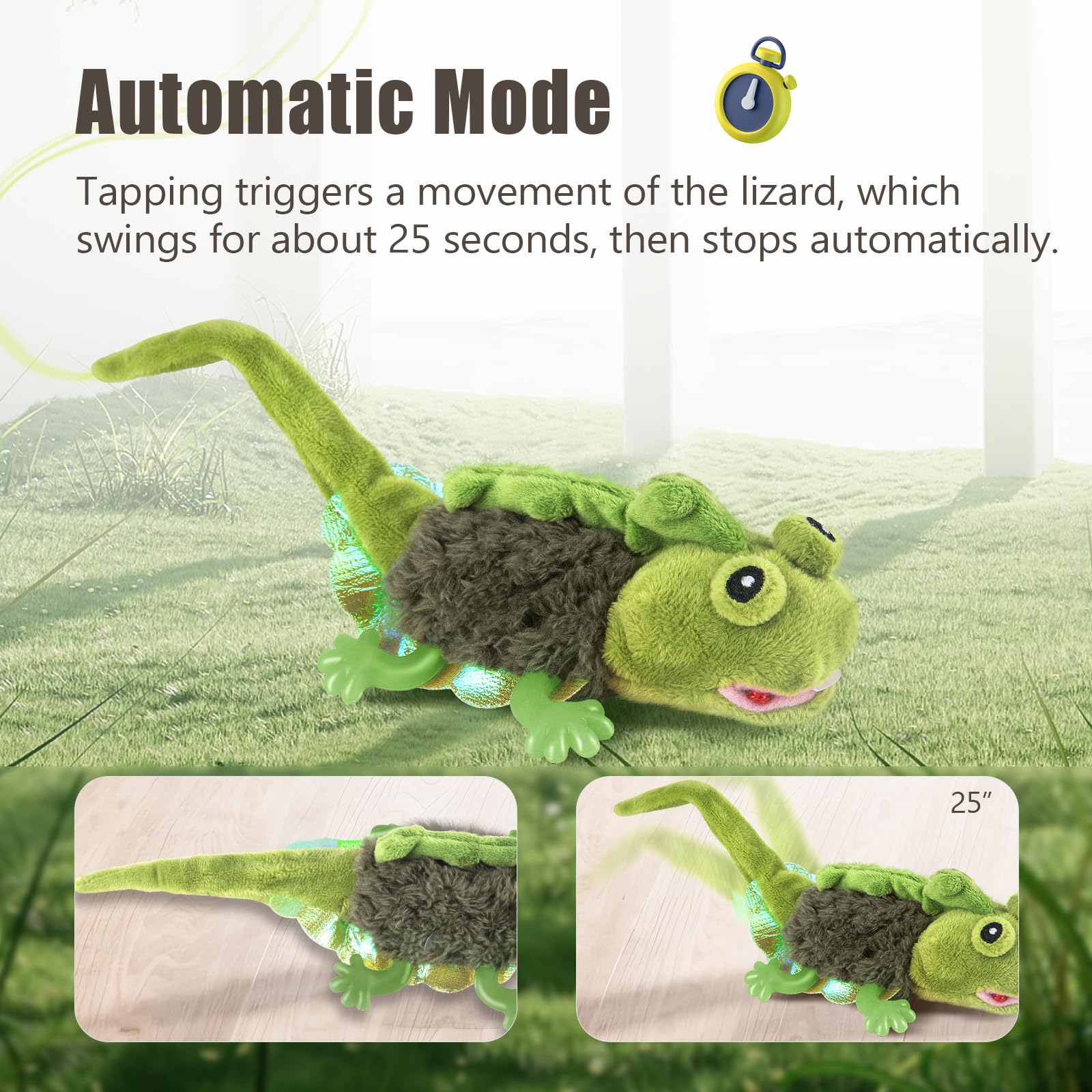 Migipaws lézard posé au sol avec chat en train de chasser pour exercice
