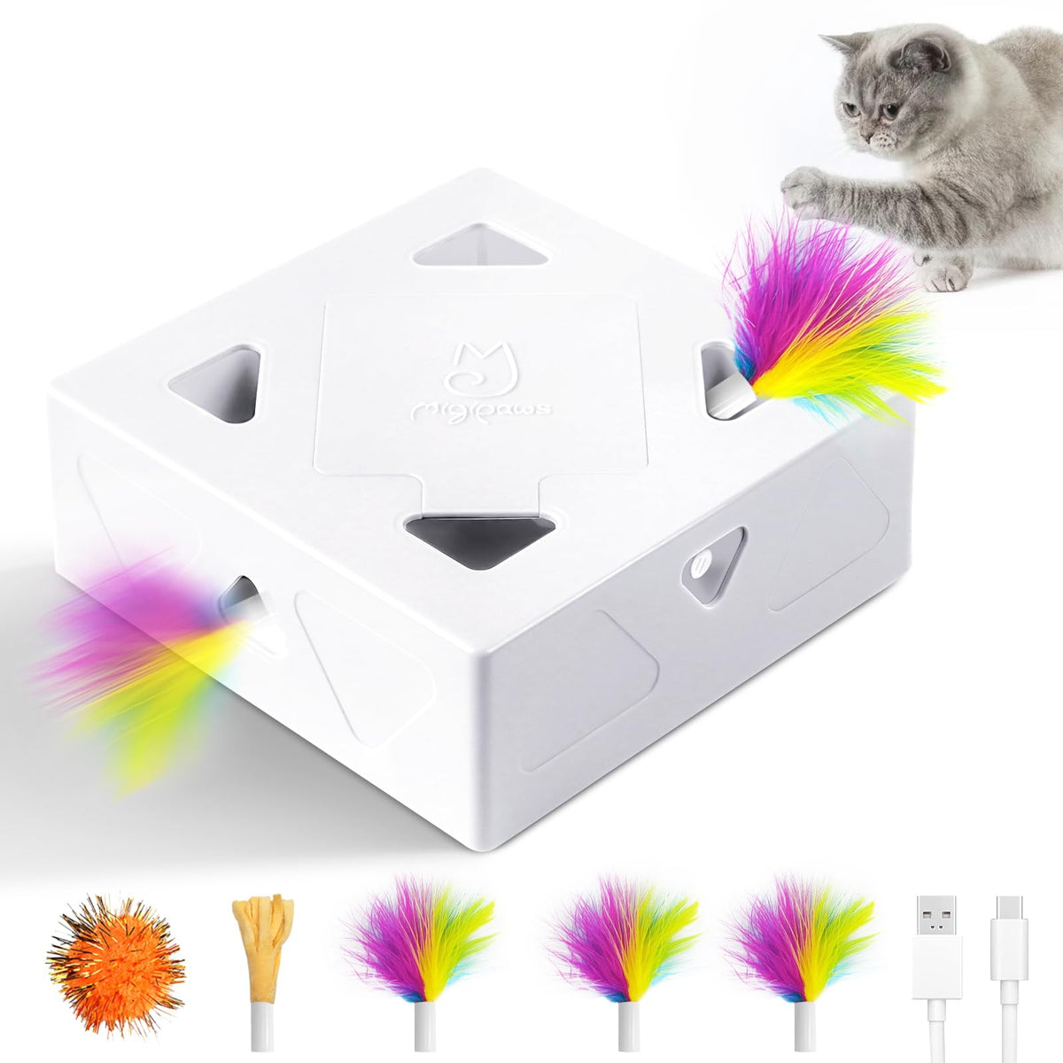 Migipaws Migibox face avant montrant les sept ouvertures et attraction visuelle